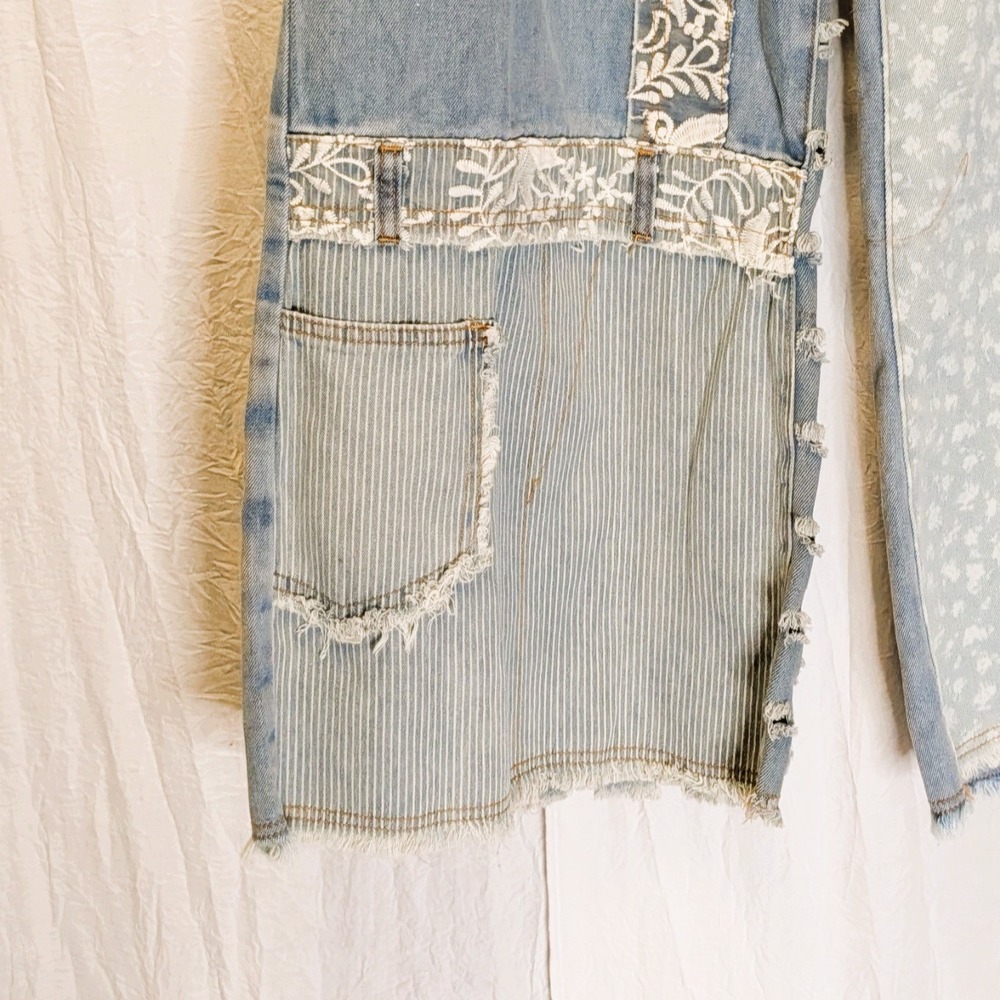 Darla Denim Mixed Media Jeans by POL Small Funky Roomy Fit Quirky - Picture 6 of 14